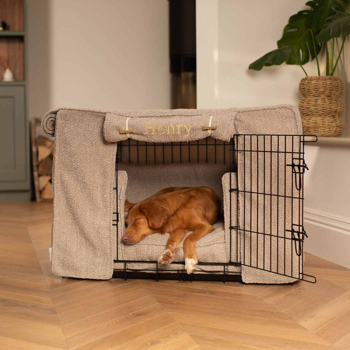 Luxury Heavy Duty Dog Cage, In Stunning Mink Bouclé Cage Set, The Perfect Dog Cage Set For Building The Ultimate Pet Den! Dog Cage Cover Available To Personalize at Lords & Labradors US