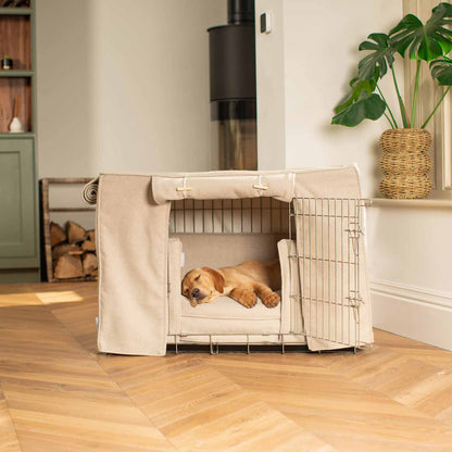Luxury Heavy Duty Dog Cage, In Stunning Natural Herringbone Tweed Cage Set, The Perfect Dog Cage Set For Building The Ultimate Pet Den! Dog Cage Cover Available To Personalize at Lords & Labradors US