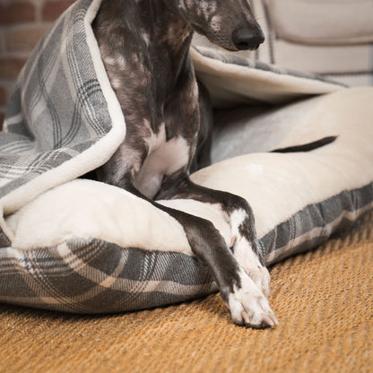 Discover The Perfect Burrow For Your Pet, Our Stunning Sleepy Burrow Dog Beds In Dove Grey Tweed Is The Perfect Bed Choice For Your Pet, Available Now at Lords & Labradors US