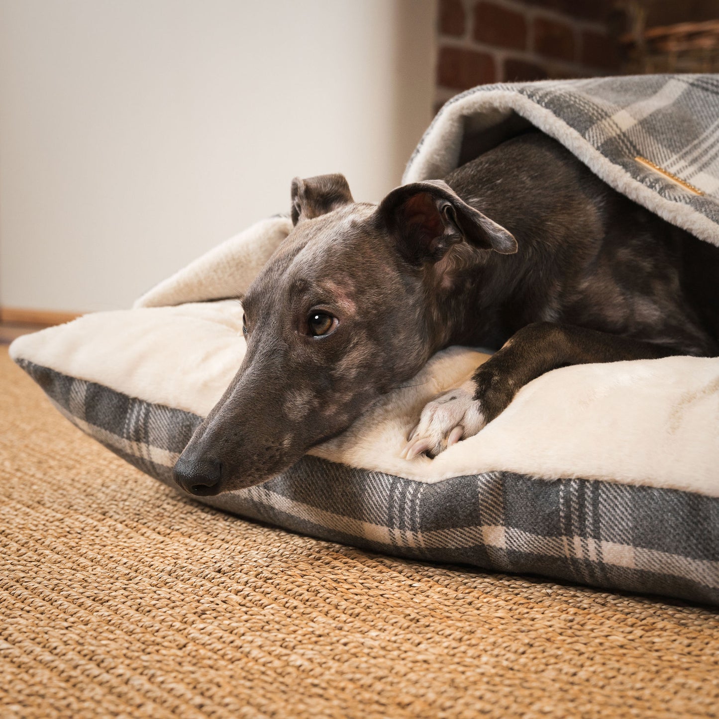 Discover The Perfect Burrow For Your Pet, Our Stunning Sleepy Burrow Dog Beds In Dove Grey Tweed Is The Perfect Bed Choice For Your Pet, Available Now at Lords & Labradors US