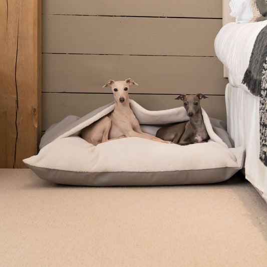 Discover The Perfect Burrow For Your Pet, Our Stunning Sleepy Burrow Dog Beds In Rhino Granite, Is The Perfect Bed Choice For Your Pet, Available Now at Lords & Labradors US