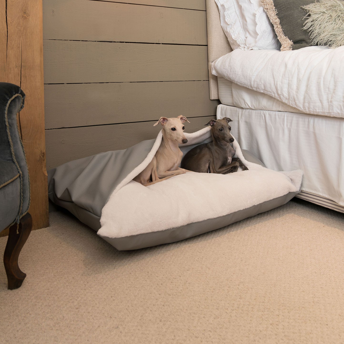 Discover The Perfect Burrow For Your Pet, Our Stunning Sleepy Burrow Dog Beds In Rhino Granite, Is The Perfect Bed Choice For Your Pet, Available Now at Lords & Labradors US