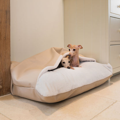 Discover The Perfect Burrow For Your Pet, Our Stunning Sleepy Burrow Dog Beds In Rhino Sand, Is The Perfect Bed Choice For Your Pet, Available Now at Lords & Labradors US