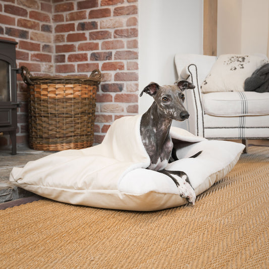 Discover The Perfect Burrow For Your Pet, Our Stunning Sleepy Burrows Bed in Savanna Bone, Is The Perfect Bed Choice For Your Pet, Available Now at Lords & Labradors US