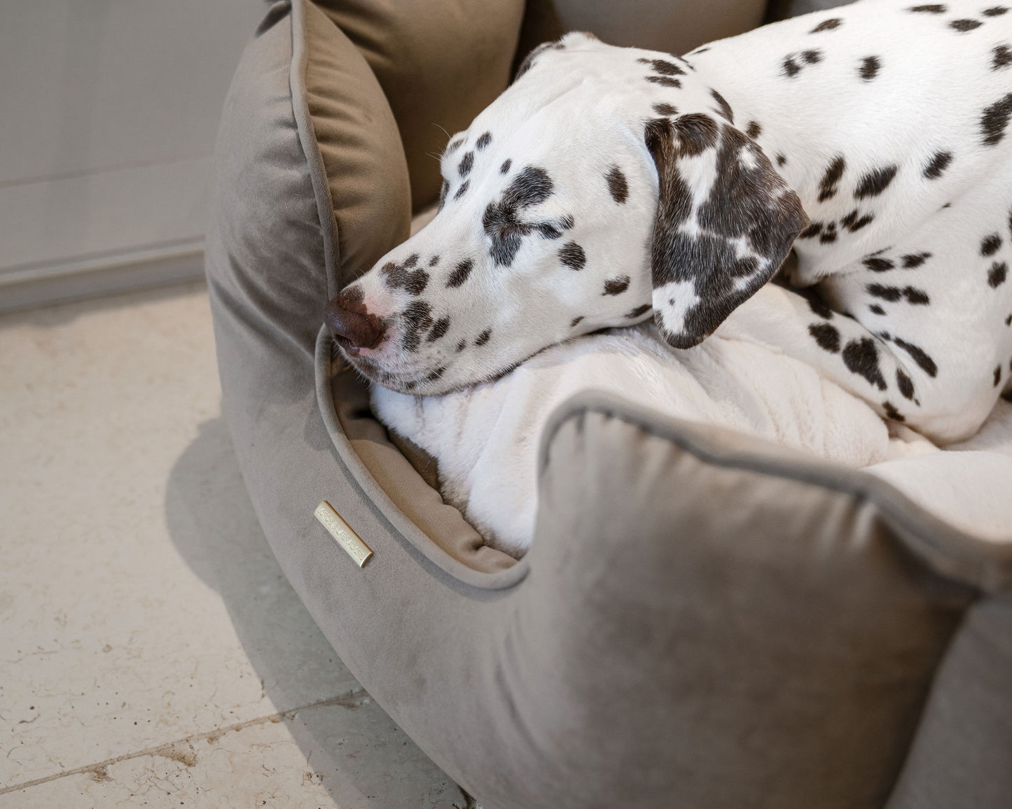 High Wall Dog Bed In Clay Velvet By Lords & Labradors