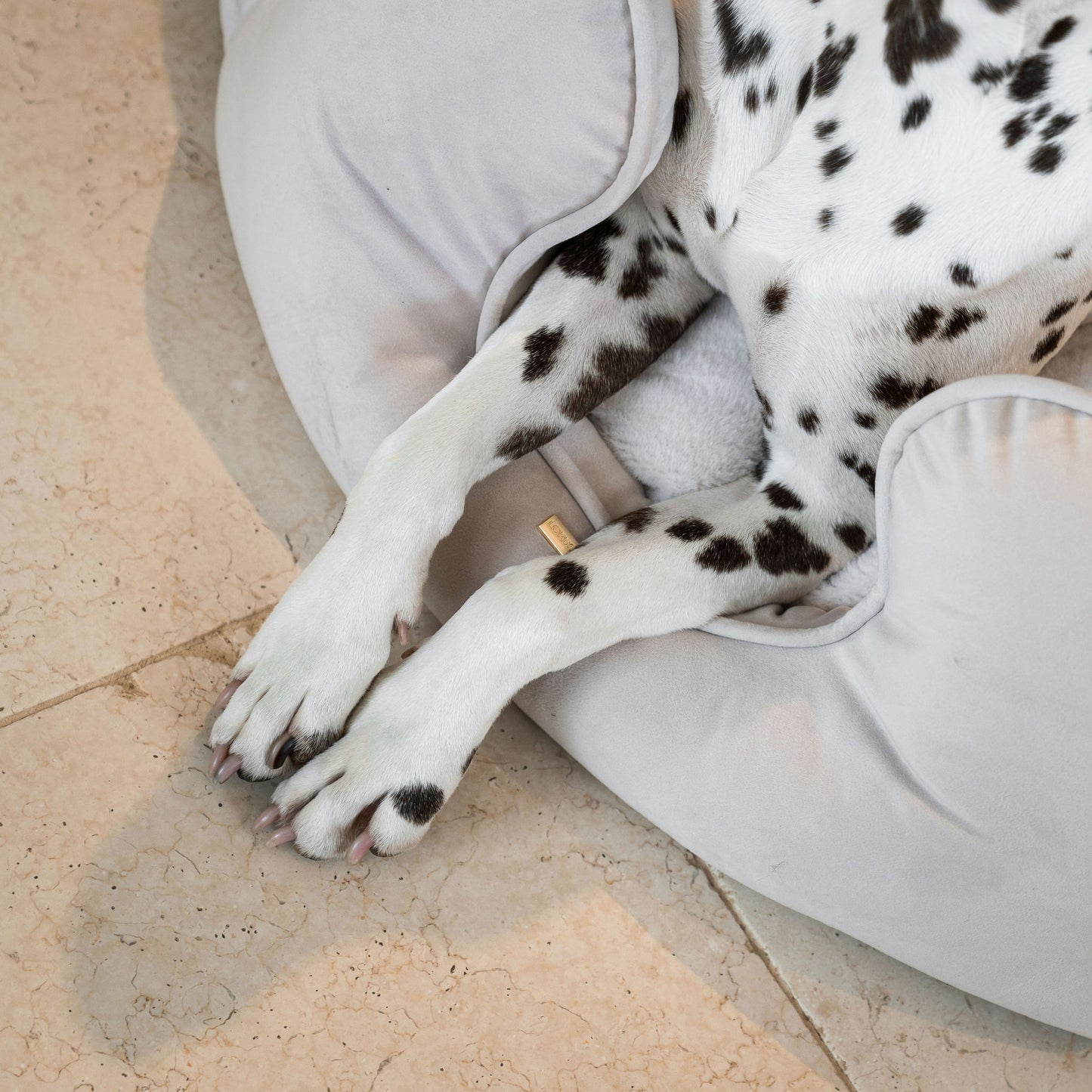 High Wall Dog Bed In Oyster Velvet By Lords & Labradors