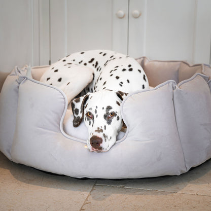 High Wall Dog Bed In Oyster Velvet By Lords & Labradors