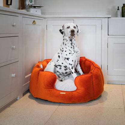 High Wall Dog Bed In Pumpkin Velvet By Lords & Labradors