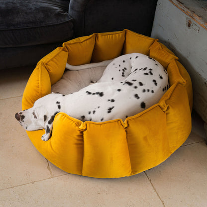 High Wall Dog Bed In Saffron Velvet By Lords & Labradors