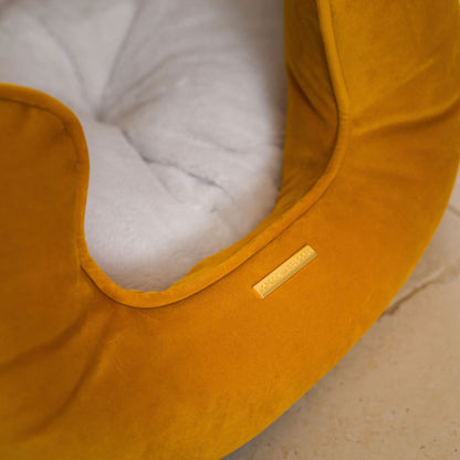 High Wall Dog Bed In Saffron Velvet By Lords & Labradors