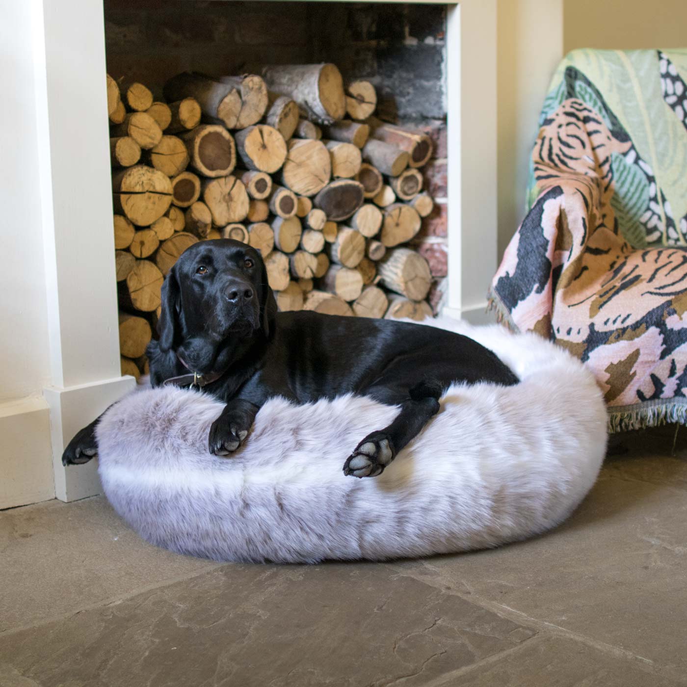 Luxury Anti-Anxiety Dog Bed, In Stunning Reindeer Faux Fur, Perfect For Your Pets Nap Time! Available Now at Lords & Labradors US