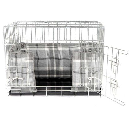 Luxury Dog Cage Bumper, Balmoral Dove Grey Tweed Cage Bumper Cover The Perfect Dog Cage Accessory, Available Now at Lords & Labradors US