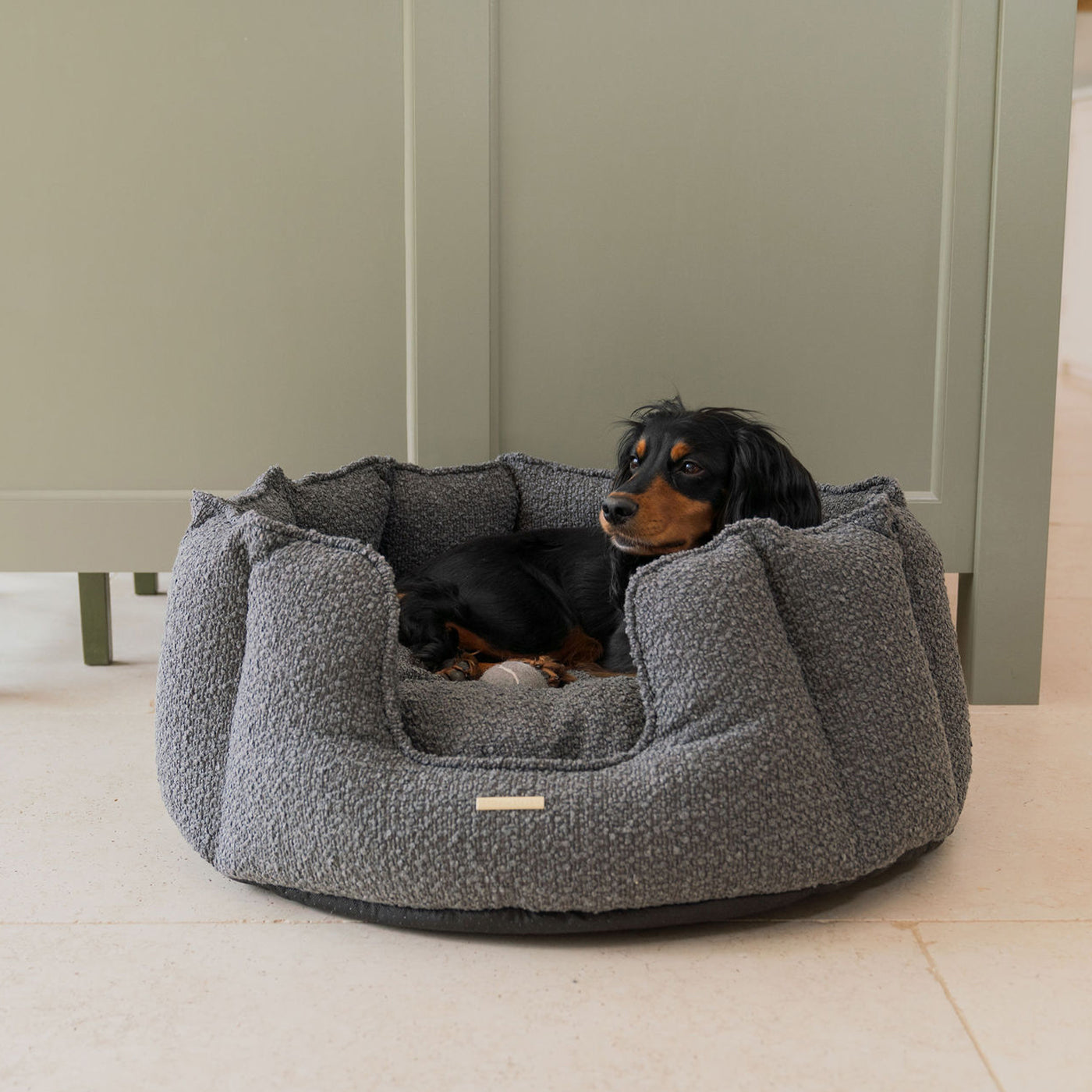 High Wall Bed For Dogs in Bouclé by Lords & Labradors