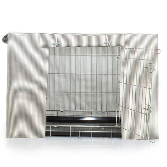 Discover Our Heavy-Duty Dog Cage With Regency Stripe Oil Cloth Cage Cover The Perfect Cage Accessory For The Ultimate Pet Den. Available at Lords & Labradors US