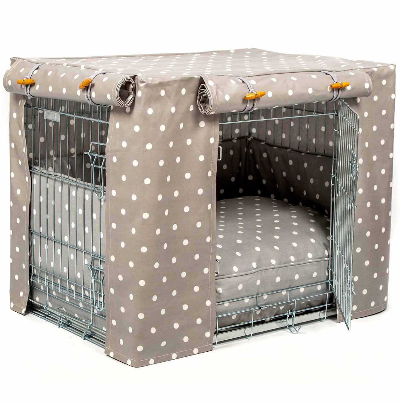 Luxury Silver Dog Cage Set With Cushion, Bumper and Cage Cover. The Perfect Dog Cage For The Ultimate Naptime, Available Now at Lords & Labradors US