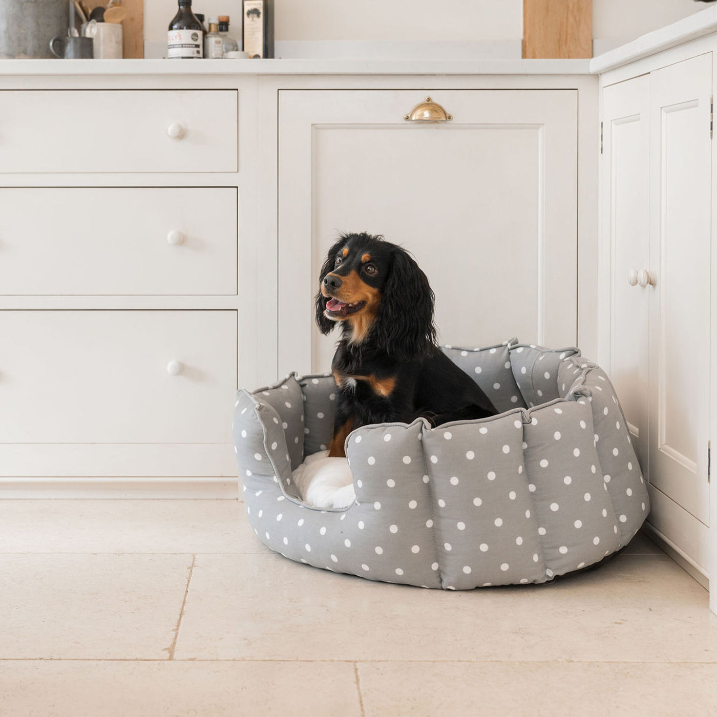 High Wall Bed For Dogs in Spots & Stripes by Lords & Labradors