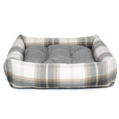 Luxury Handmade Box Bed For Dogs in Balmoral Charcoal Tweed, Perfect For Your Pets Nap Time! Available To Personalize at Lords & Labradors US