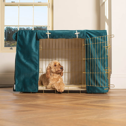 Dog Cage with Cage Cover in Marine Velvet by Lords & Labradors