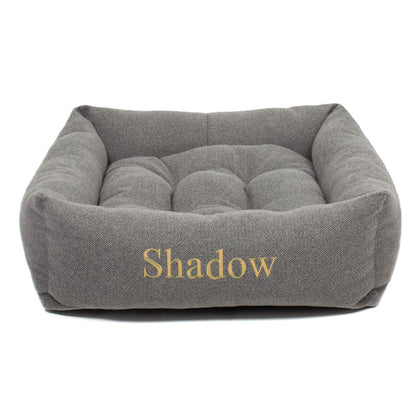 [color:pewter herringbone] Discover This Luxurious Box Bed For Dogs, Made Using Beautiful Herringbone Fabric To Craft The Perfect Dog Box Bed! In Pewter Herringbone, Available To Personalize Now at Lords & Labradors US