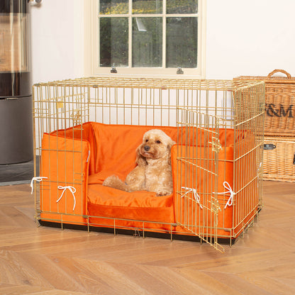 Dog Cage Bumper in Pumpkin Velvet by Lords & Labradors
