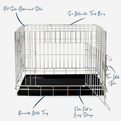 Heavy Duty Deluxe Dog Cage in Silver by Lords & Labradors