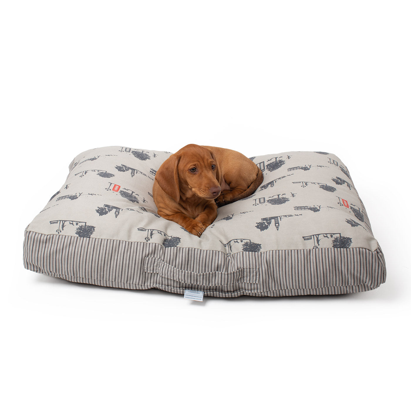Luxury Sleepeeze Dog Cushion in Striped Hyde Park, The Perfect Pet Bed Time Accessory! Available Now at Lords & Labradors US