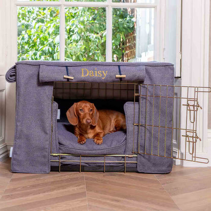 Luxury Heavy Duty Dog Cage, In Stunning Oxford Herringbone Tweed Cage Set, The Perfect Dog Cage Set For Building The Ultimate Pet Den! Dog Cage Cover Available To Personalize at Lords & Labradors US