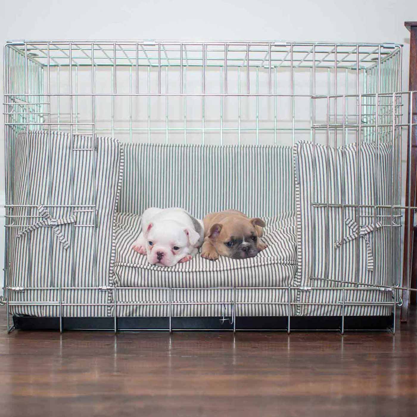 Luxury Dog Cage Bumper, Regency Stripe Cage Bumper Cover The Perfect Dog Cage Accessory, Available To Personalize Now at Lords & Labradors US