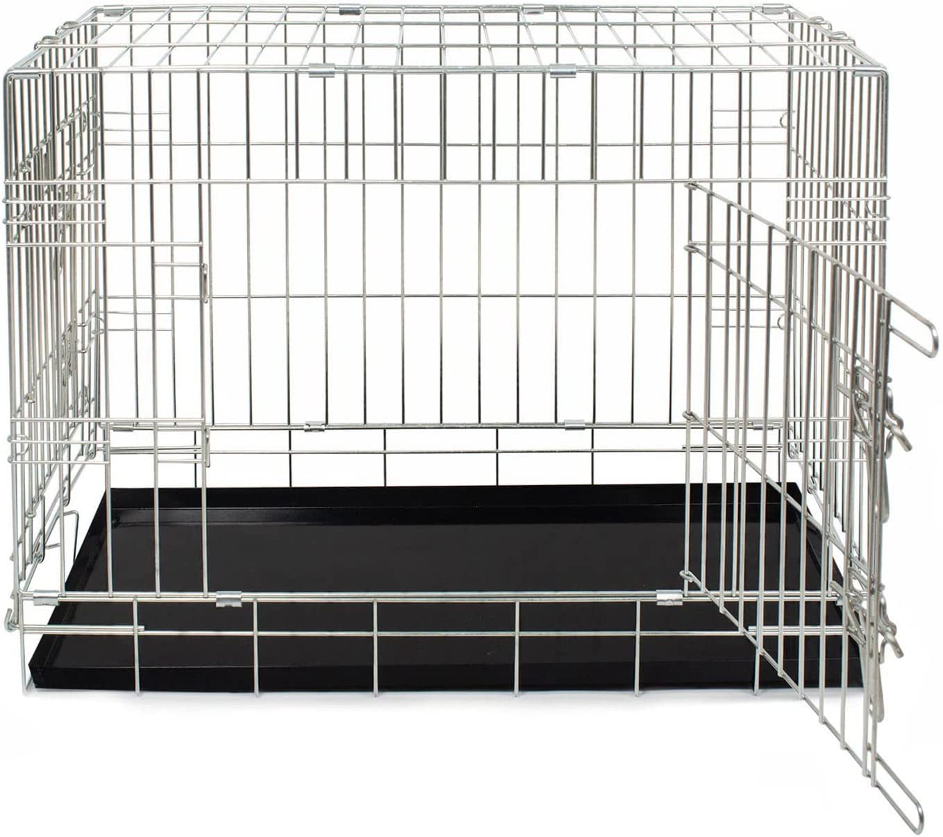 Discover the perfect deluxe heavy duty silver dog cage, featuring two doors for easy access and a removable tray for easy cleaning! The ideal choice to keep new puppies safe, made using pet safe galvanised steel! Available now in 5 sizes and three stunning colors at Lords & Labradors US