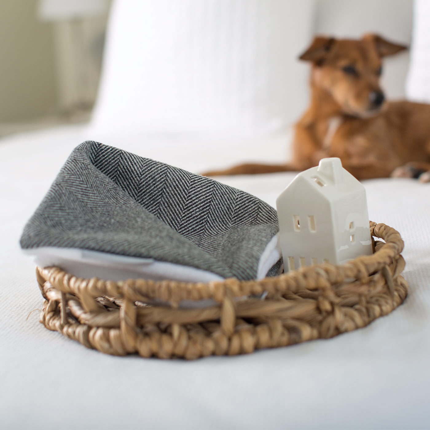[color:charcoal herringbone]  Luxury Herringbone Pet Scent Blanket collection, In Stunning Charcoal Herringbone. The Perfect Blanket For Dogs, Available at Lords & Labradors US