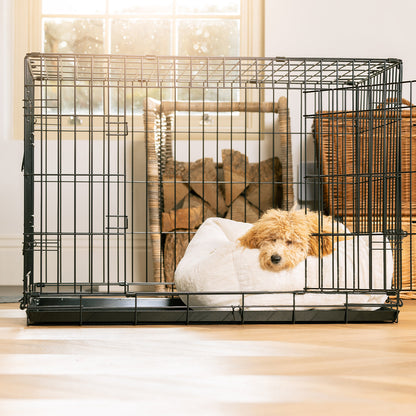 Cozy & Calming Puppy Cage Bed, The Perfect Dog Cage Accessory For The Ultimate Dog Den! In Stunning Anti-Anxiety Cream Faux Fur! Available To Personalize at Lords & Labradors US