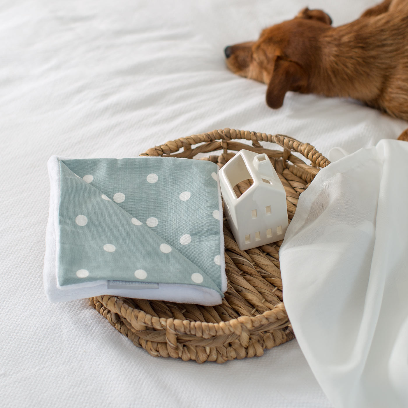 [color:duck egg spot] Luxury Spot and Stripes Pet Blanket collection, In Stunning Duck Egg Spot. The Perfect Blanket For Dogs, Available at Lords & Labradors US