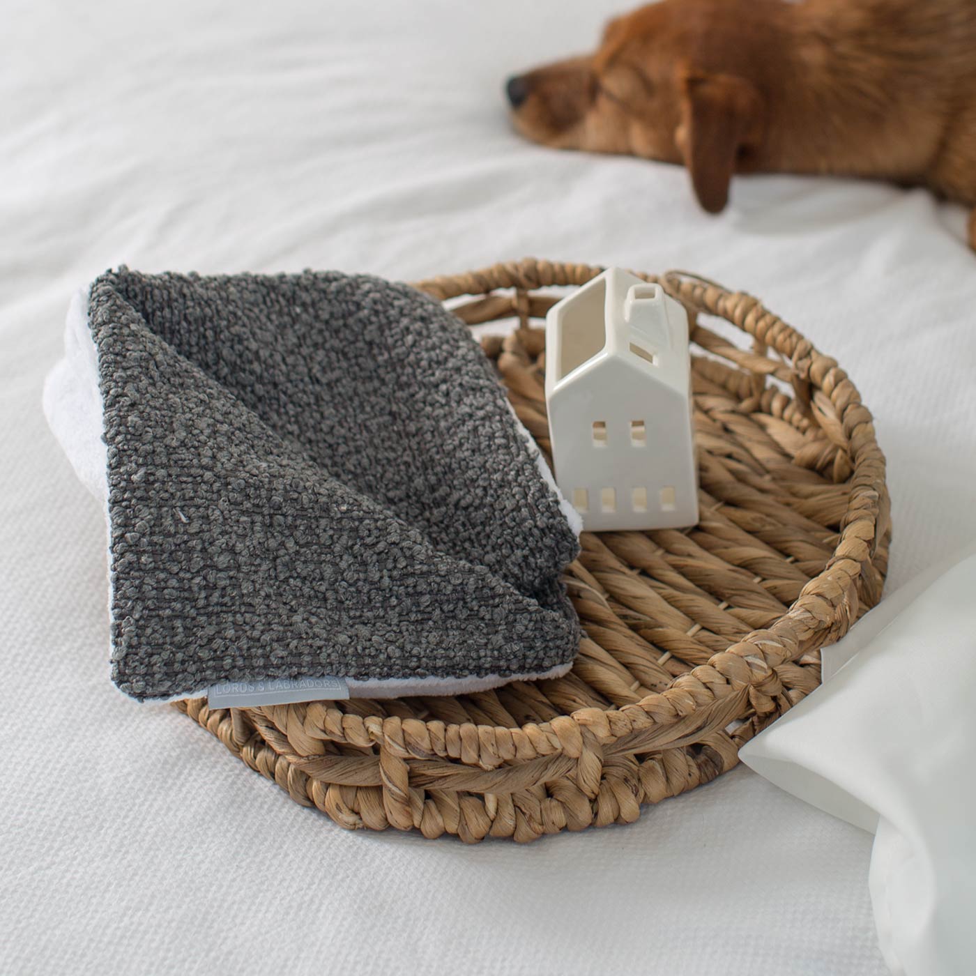 [color:granite boucle] Luxury Boucle Pet Scent Blanket collection, In Stunning Granite Boucle. The Perfect Blanket For Dogs, Available at Lords & Labradors US