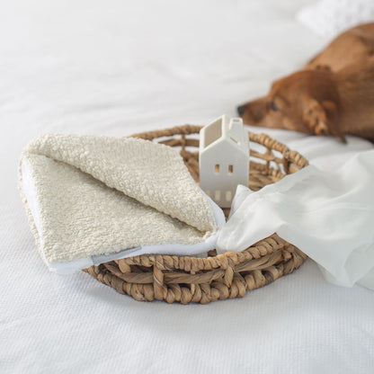 [color:ivory boucle]  Luxury Boucle Pet Scent Blanket collection, In Stunning Ivory Boucle. The Perfect Blanket For Dogs, Available at Lords & Labradors US
