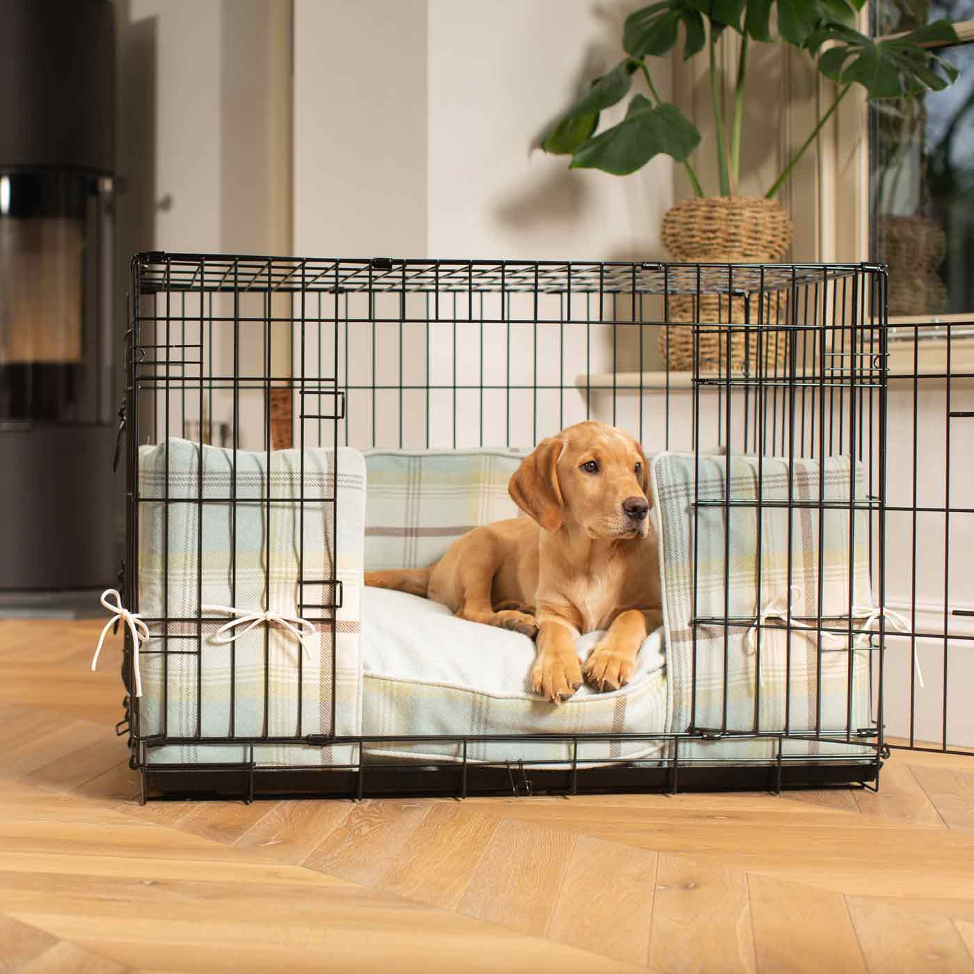 Luxury Dog Cage Bumper, Balmoral Duck Egg Cage Bumper Cover The Perfect Dog Cage Accessory, Available To Personalize Now at Lords & Labradors US