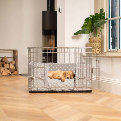 Luxury Dog Cage Bumper, Grey Spot Bumper Cover, The Perfect Dog Cage Accessory, Available To Personalize Now at Lords & Labradors US