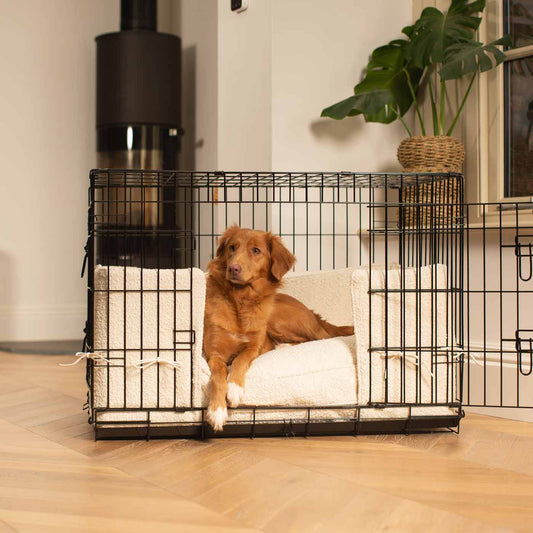 Dog Cage Bumper in Ivory Bouclé by Lords & Labradors
