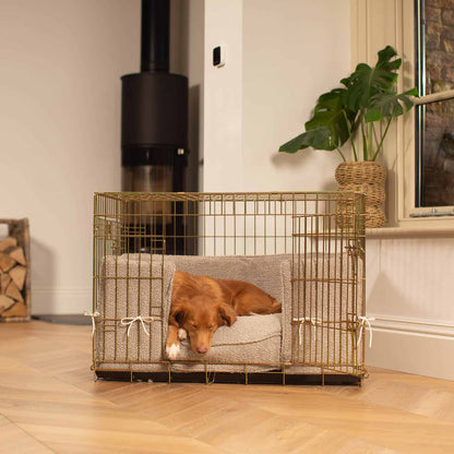 Dog Cage Bumper in Mink Bouclé by Lords & Labradors