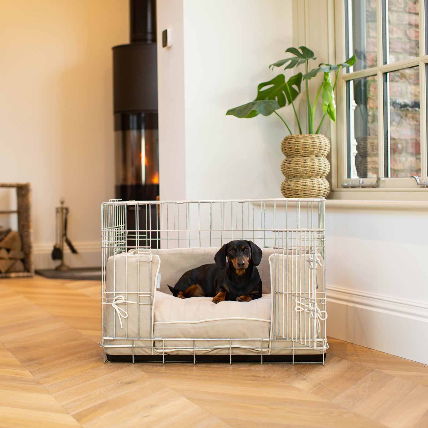 Luxury Dog Cage Bumper, Savanna Oatmeal Cage Bumper Cover The Perfect Dog Cage Accessory, Available To Personalize Now at Lords & Labradors US