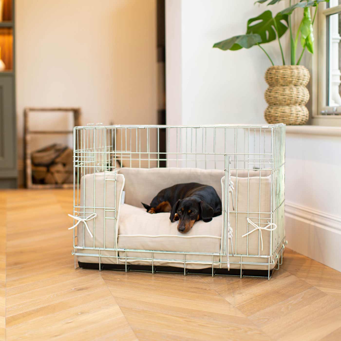 Luxury Dog Cage Bumper, Savanna Oatmeal Cage Bumper Cover The Perfect Dog Cage Accessory, Available To Personalize Now at Lords & Labradors US