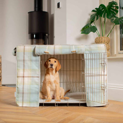 Luxury Dog Cage Cover, Balmoral Duck Egg Tweed Cage Cover The Perfect Dog Cage Accessory, Available To Personalize Now at Lords & Labradors US