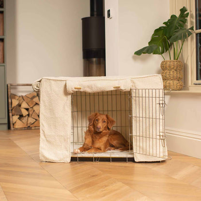 Dog Cage Cover in Ivory Bouclé by Lords & Labradors