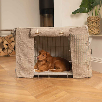 Dog Cage Cover in Mink Bouclé by Lords & Labradors