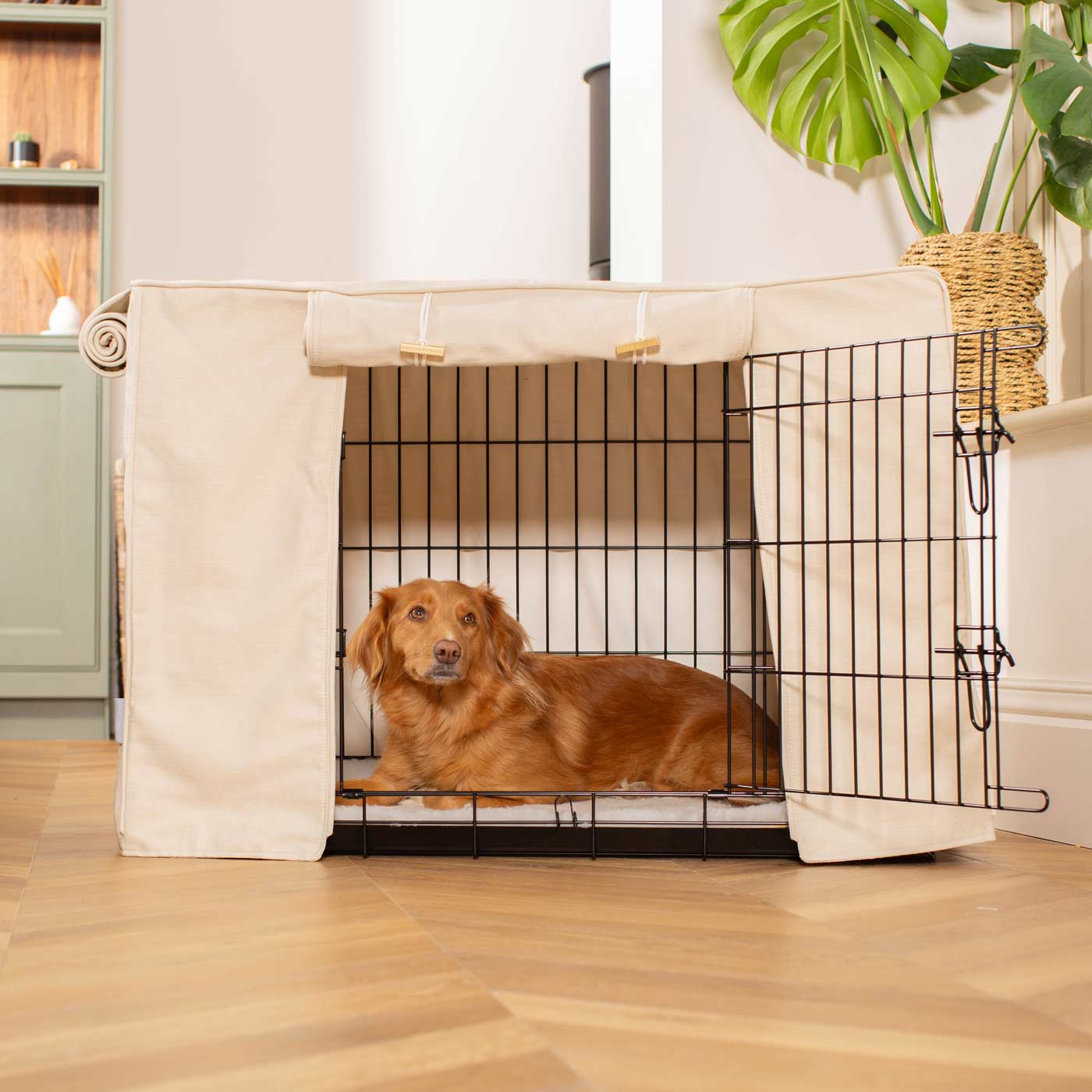 Luxury Dog Cage Cover, Savanna Bone Cage Cover The Perfect Dog Cage Accessory, Available To Personalize Now at Lords & Labradors US