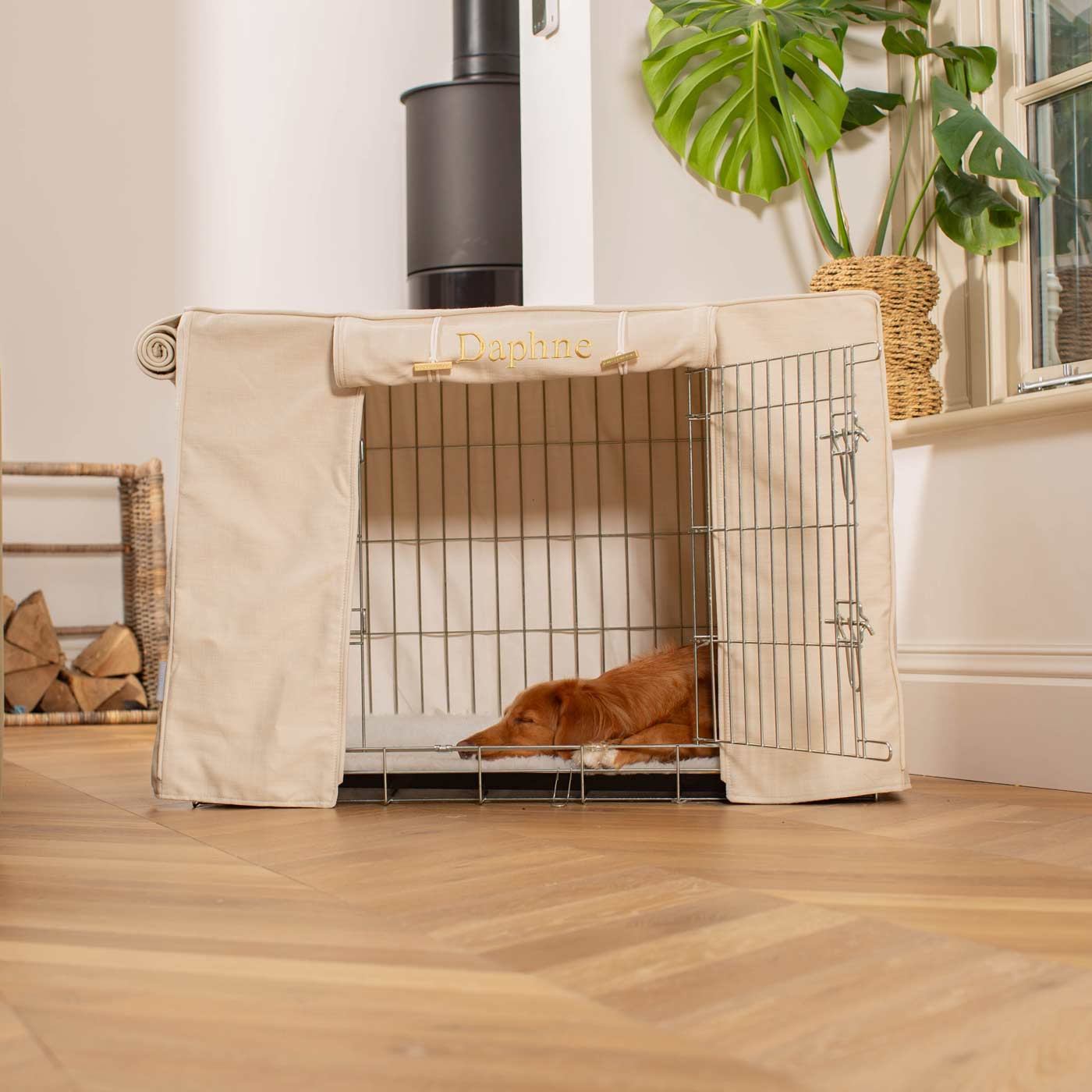 Luxury Dog Cage Cover, Savanna Bone Cage Cover The Perfect Dog Cage Accessory, Available To Personalize Now at Lords & Labradors US