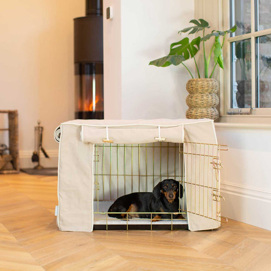 Gold Dog Cage with Savanna Crate Cover by Lords & Labradors