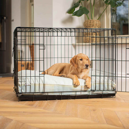 Luxury Dog Cage Cushion, Balmoral Duck Egg Tweed Cage Cushion The Perfect Dog Cage Accessory, Available To Personalize Now at Lords & Labradors US