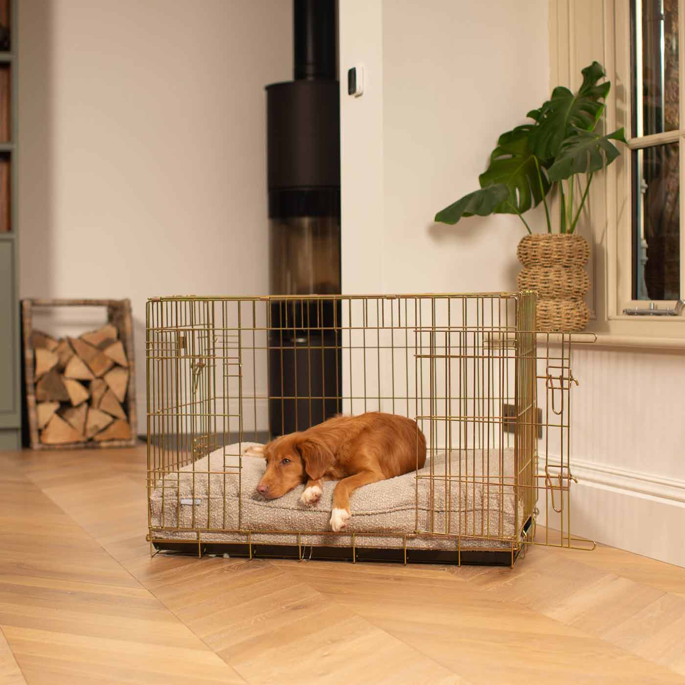 Luxury Dog Cage Cushion, Mink Bouclé Cage Cushion The Perfect Dog Cage Accessory, Available To Personalize Now at Lords & Labradors