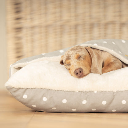 Discover The Perfect Burrow For Your Pet, Our Stunning Sleepy Burrow Dog Beds In Grey Spot, Is The Perfect Bed Choice For Your Pet, Available Now at Lords & Labradors US