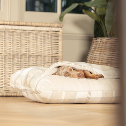 Discover The Perfect Burrow For Your Pet, Our Stunning Sleepy Burrow Dog Beds, In Natural Tweed Available Now at Lords & Labradors US
